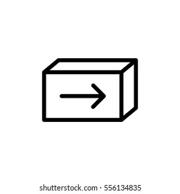 thin line shipping box icon on white background