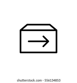 thin line shipping box icon on white background
