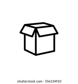 thin line shipping box icon on white background