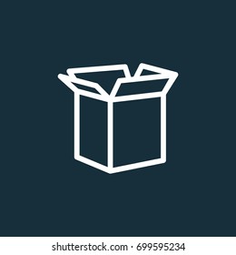 thin line shipping box icon on dark background
