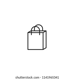 thin line shopping bag icon on white background