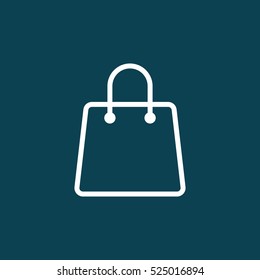 thin line shopping bag icon on blue background