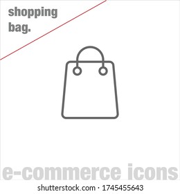 Thin line shopping bag vector on white background. Minimalist e-commerce icons. Simple web symbols. Editable stroke. Eps 10.