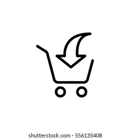 thin line shopping card, trolley icon on white background
