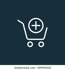 thin line shopping card, trolley icon on dark background