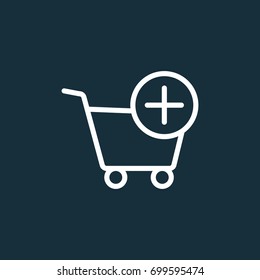 thin line shopping card, trolley icon on dark background