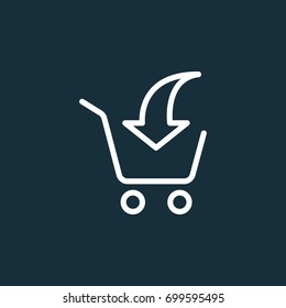 thin line shopping card, trolley icon on dark background