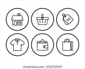 Conjunto de ícones de compra de linha fina. Ícones de linha da Web minimalistas editáveis. Ilustração vetorial.