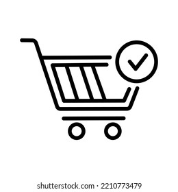 icono del tranvía de la compra en línea delgada