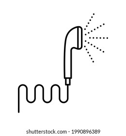 thin line shower heads sign. bathroom faucet pictogram. black linear icon of shower room, bathing, hotel services. concept of hygiene and plumbing department of shop, public services, healthcare