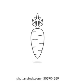 thin line simple carrot icon. concept of yummy, vegan label, juice ingredient, agriculture, healthy food, ecology. flat style trend modern graphic design on white background