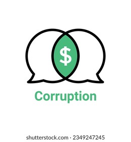 thin line simple corruption logo. linear flat style trend modern secret treaty logotype graphic art design isolated on white. concept of discussion of bribery by criminals or anticorruption message