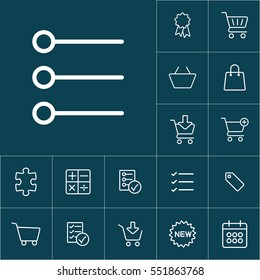thin line simple list, checklist icon on blue background, shopping icons set