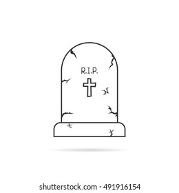 thin line simple tombstone. concept of affliction. flat style trend modern unusual logo design art vector illustration on white background