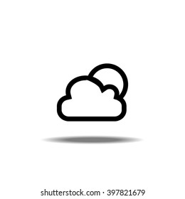 Thin Line Single Icon - Cloud With Moon / Sun