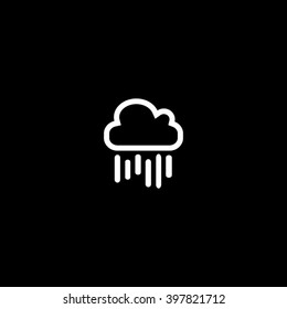 Thin Line Single Icon - Cloud With Rain Shower