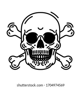 Thin line skull and crossbones icon/ Vector illustration 
