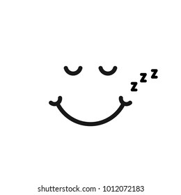 logo de emoji dormido delgado como ronquido. concepto de narcolepsia sonriente o abstracta etiqueta de buenas noches. caricatura lineal tendencia plana zzzz moderno emogi diseño gráfico logotipo diseño aislado en blanco