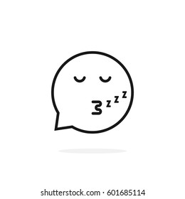 thin line sleeping emoji speech bubble logo. concept of character sticker, somnolent person, web simple circle sign, rest, slumbery. flat style trend modern logotype graphic design on white background