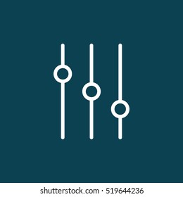 thin line slider bar, eq, icon on blue background