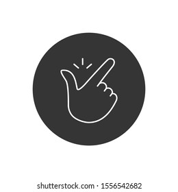 Thin line snap finger like easy logo. concept of female or male make flicking fingers and popular gesturing. linear abstract trend simple white okey gray. Vector 