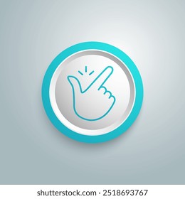 linha fina snap dedo como logotipo fácil. conceito de feminino ou masculino fazer dedos cintilantes e gestos populares. tendência linear abstrata simples okey logotipo design gráfico isolado azul. Vetor 