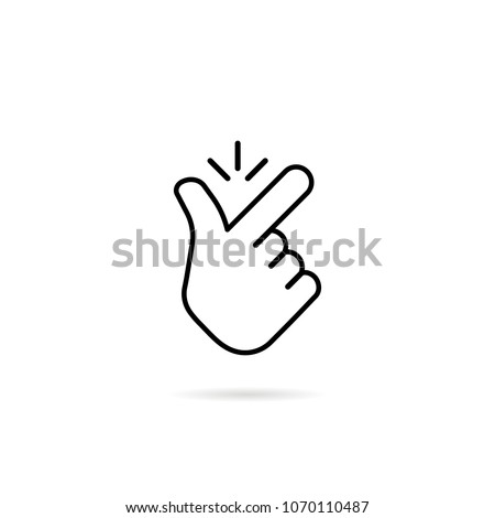 thin line snap finger like easy logo. concept of female or male make flicking fingers and popular gesturing. linear abstract trend simple okey logotype graphic design isolated on white background 商業照片 © 