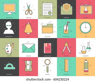 thin line social set icons concept. Vector illustration design idea
