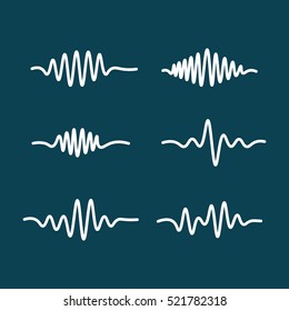 thin line sound waves icon on blue background