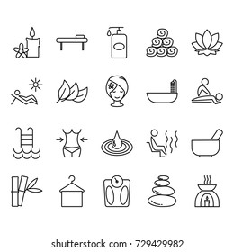 Thin line spa icon set
