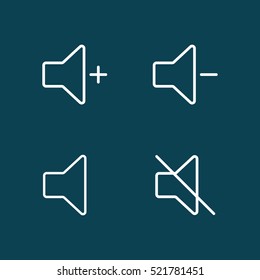 thin line speaker volume icon on blue background