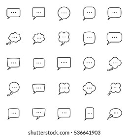 Thin Line Speech, Bubble, Dialog Box Icons Set