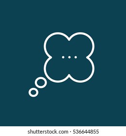thin line speech, bubble, dialog box icon on blue background