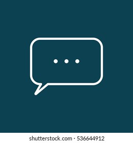 thin line speech, bubble, dialog box icon on blue background