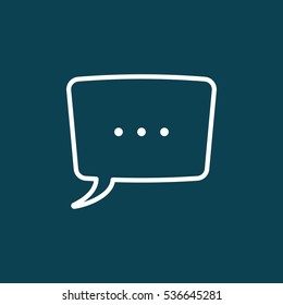 thin line speech, bubble, dialog box icon on blue background