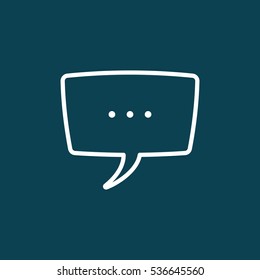 thin line speech, bubble, dialog box icon on blue background