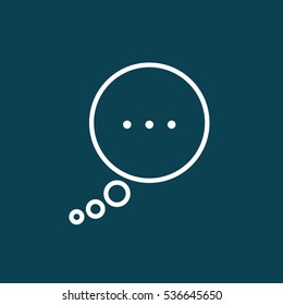 thin line speech, bubble, dialog box icon on blue background