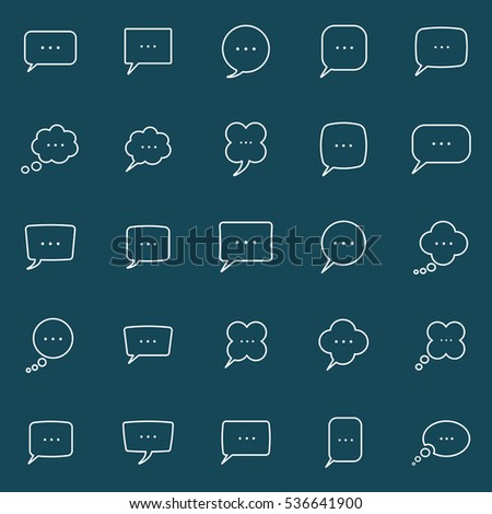 thin line speech, bubble, dialog box icons set