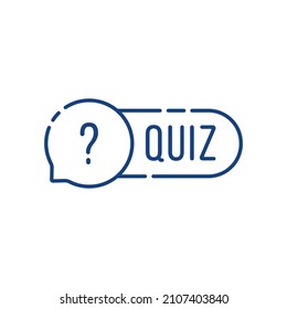 burbuja de voz de línea delgada con texto de prueba simple. concepto de juego fácil en juego divertido o insignia trivia. tendencia de contorno plano moderno logotipo gráfico diseño lineal elemento web aislado en blanco