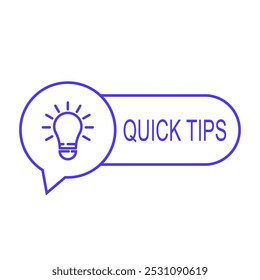 thin line speech bubble with text quick tips. concept of interesting facts symbol or useful instant message. linear trend lineart info logotype graphic stroke design isolated on white background