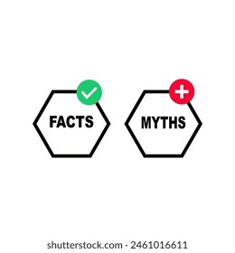 thin line speech bubbles with facts and myths. flat stroke style trend modern logotype graphic art design isolated on white background. concept of thorough