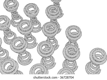 Thin line spiral shapes as graphic background. Vector