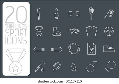 thin line sport set icons concept. Vector illustration design