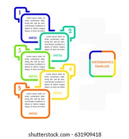 Thin line square infographic. Business concept with 5 options, steps or processe.