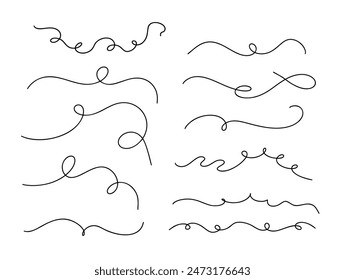 Thin line squiggle wavy abstract vector background. Curve wave pattern. Line art striped graphic template. Vector illustration.