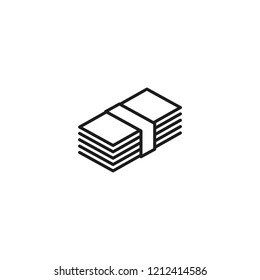 thin line stack of money icon on white background
