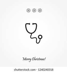 thin line stethoscope icon on white background