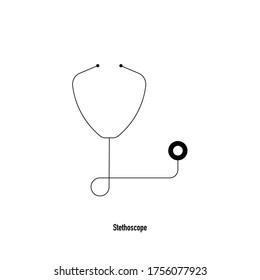 Thin line stethoscope icon on white background. Doctor's main equipment. Basic treatment tools vectors for nurses. Minimalist medical icons. Simple health care symbol.