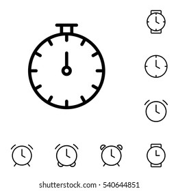 thin line stopwatch icon on white background, time set