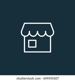 thin line store icon on dark background